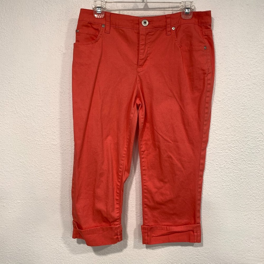 Bandolino Mandie Jean Capris Coral Pink Stretch Crop Pants W31"xL19.5" Womens 6